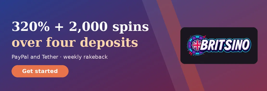 Britsino Casino: 320% + 2,000 free spins across four deposits