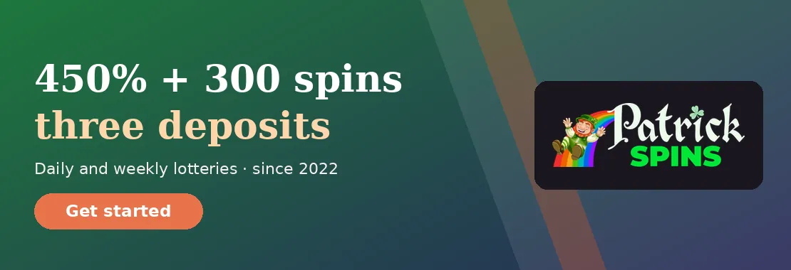 Patrick Spins Casino: 450% + 300 free spins across three deposits